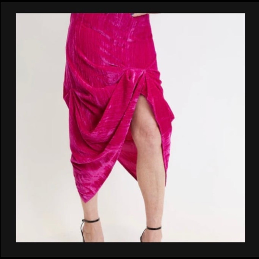 Fuchsia Draped Midi Skirt